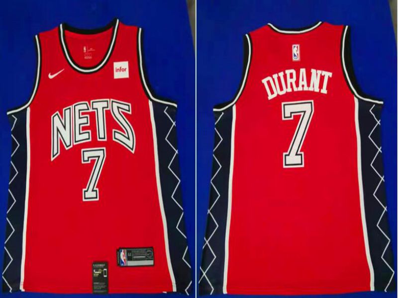 Men Brooklyn Nets #7 Durant Red City Edition Game Nike NBA Jerseys->brooklyn nets->NBA Jersey
